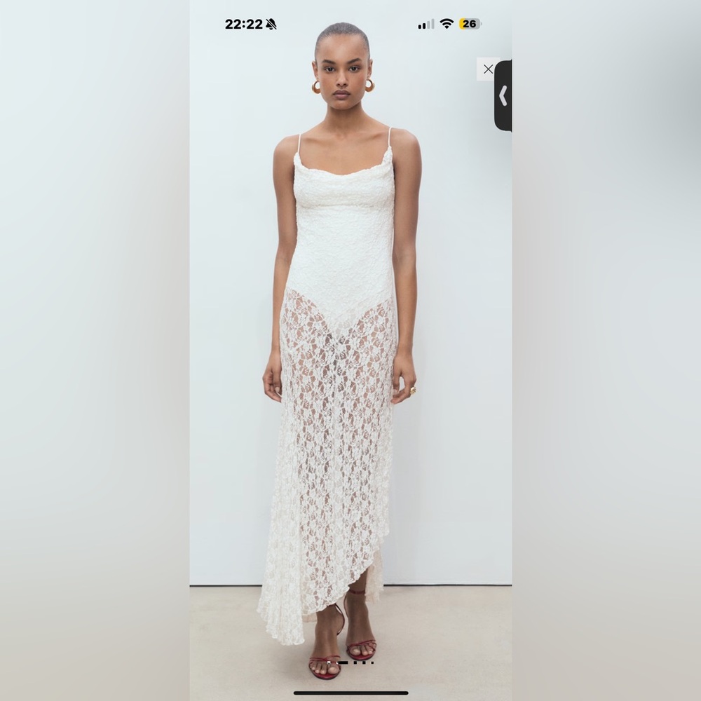 Mango White Lace Maxi Dress